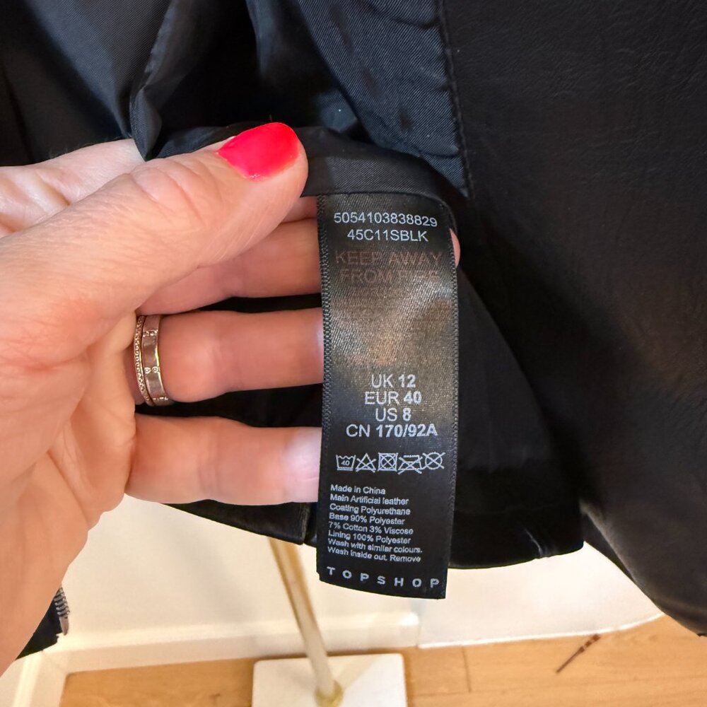 Topshop Size 8 Faux Leather Jacket - Picture 3 of 4